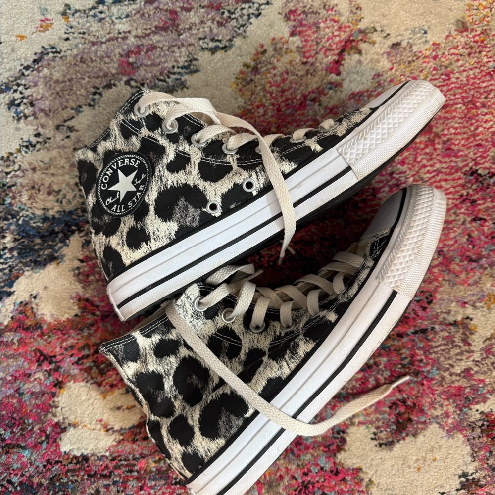 Converse Black and White Animal Print High-Tops